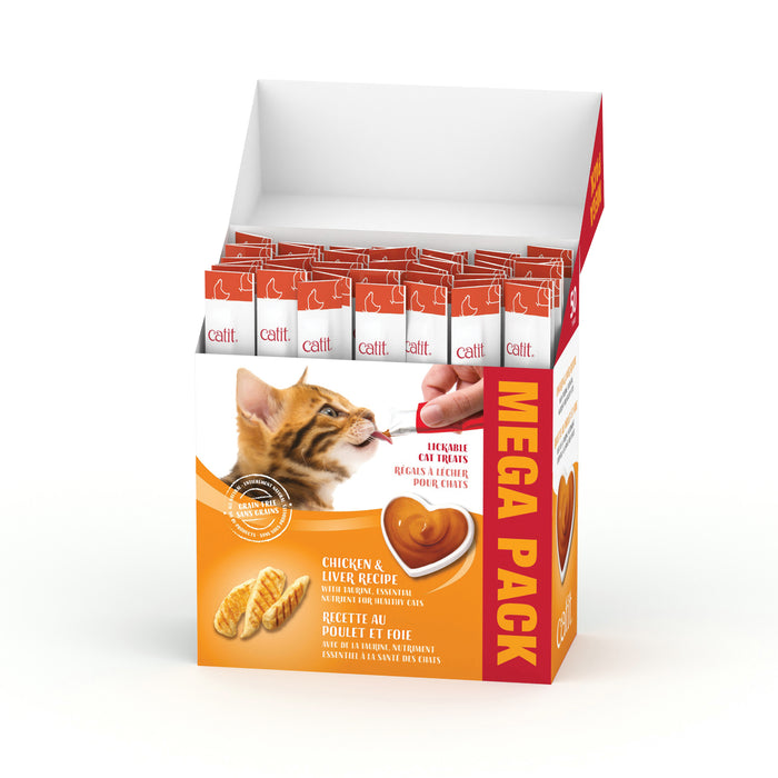 Catit Cream régals crémeux , poulet et foie, paquet de 50 gateries pour chats