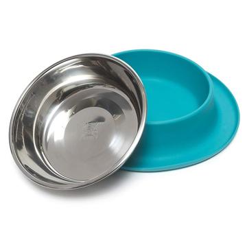 Messy mutts bol acier inoxydable avec base en silicone bleu