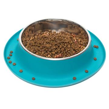 Messy mutts bol acier inoxydable avec base en silicone bleu