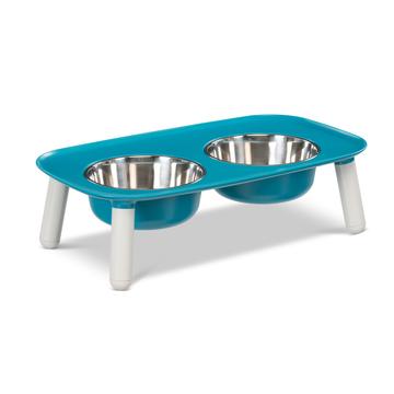 Messy Mutts Bol double surélevé bleu