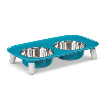 Messy Mutts Bol double surélevé bleu