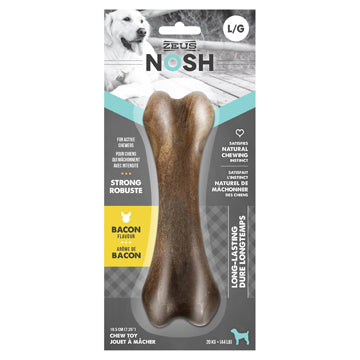 Nosh zeus os à mâcher robuste  arôme de bacon pour chien