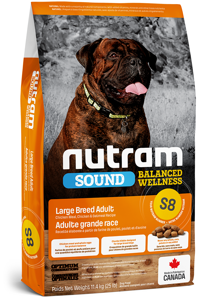Nutram s8 sound nourriture pour chien grande race (produit du Canada)