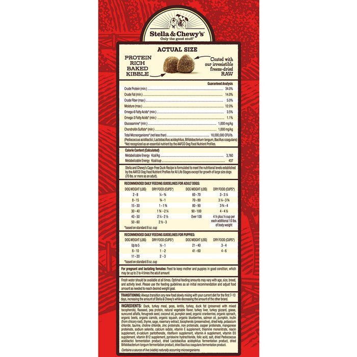 Stella & chewy's raw coated canard nourriture pour chien