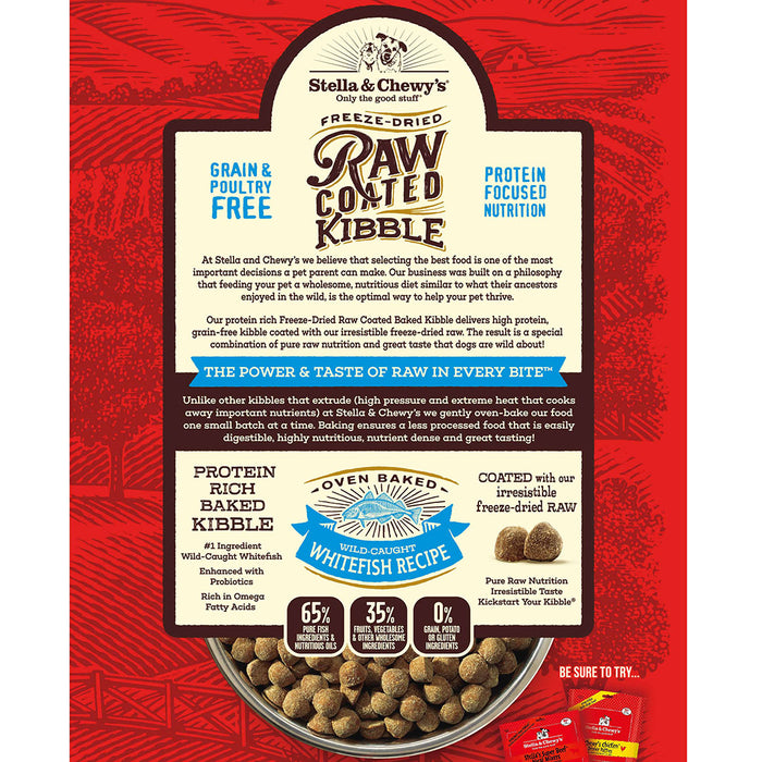 Stella & chewy's raw coated poisson blanc lyophilisé nourriture pour chien
