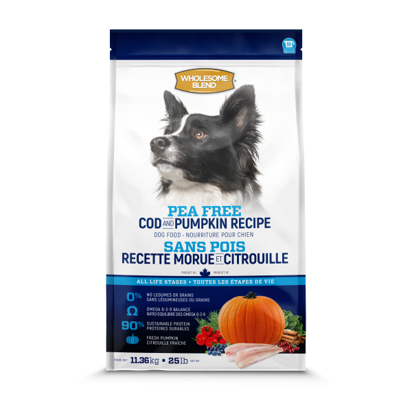 Wholesome blend morue et citrouille sans pois nourriture pour chien (produit du Canada)