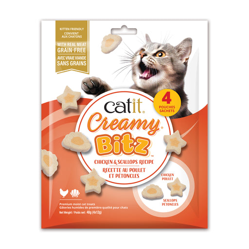 Gâteries moelleuses Catit Creamy Bitz, Poulet et pétoncles, paquet de 4,48 g