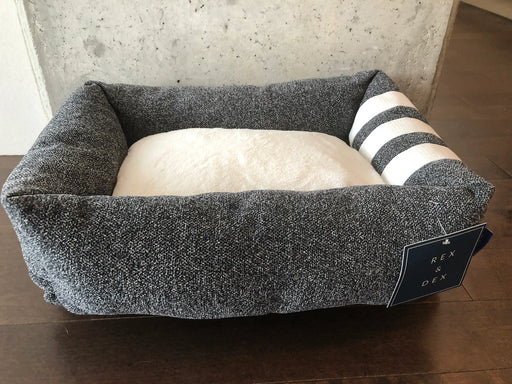 REX & DEX LIT POUR CHIENS GRIS FONCÉ AVEC LIGNES BLANCHES