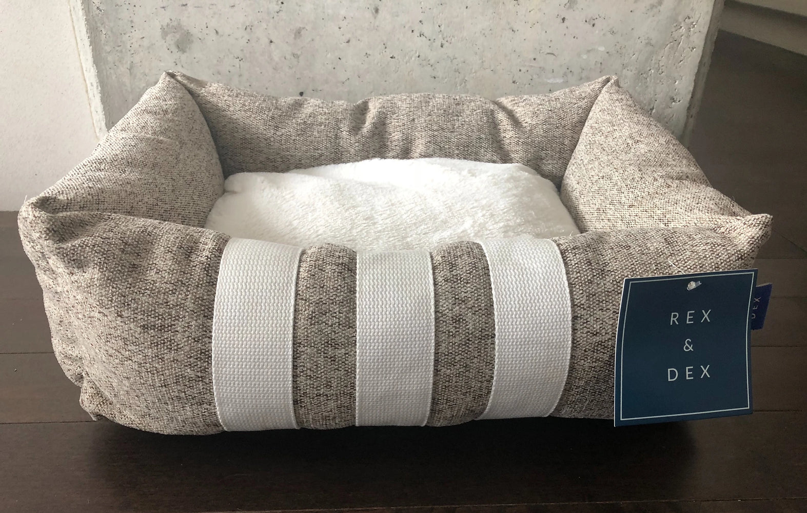 REX & DEX LIT POUR CHIENS BEIGE AVEC LIGNES BLANCHES
