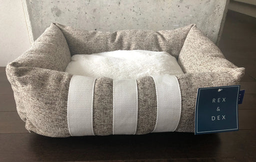 REX & DEX LIT POUR CHIENS BEIGE AVEC LIGNES BLANCHES