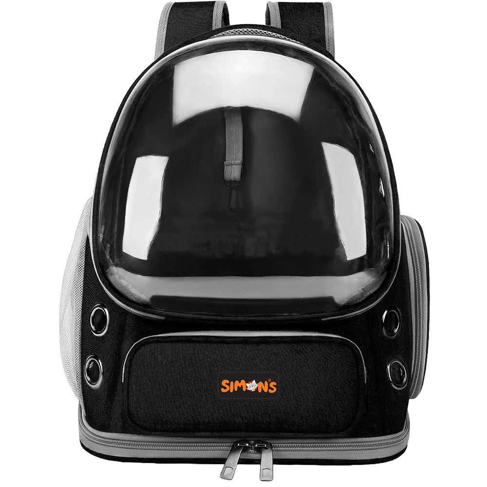 SIMONS Transporteur pour animaux Sac à Dos avec Bulle noir