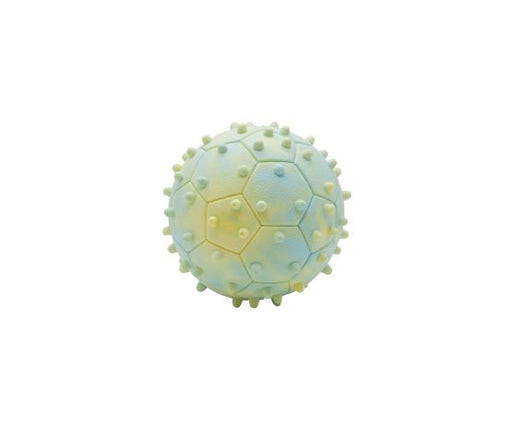 Bud'z Jouet En Caoutchouc Flottant Pour Chien Balle Pentagone Avec Piques Bleue Et Jaune 12.5cm