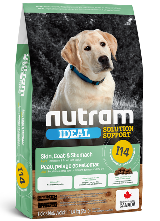 Nutram Ideal (i14) chiot peau, pelage et estomac sensible agneau et riz brun (produit du Canada)