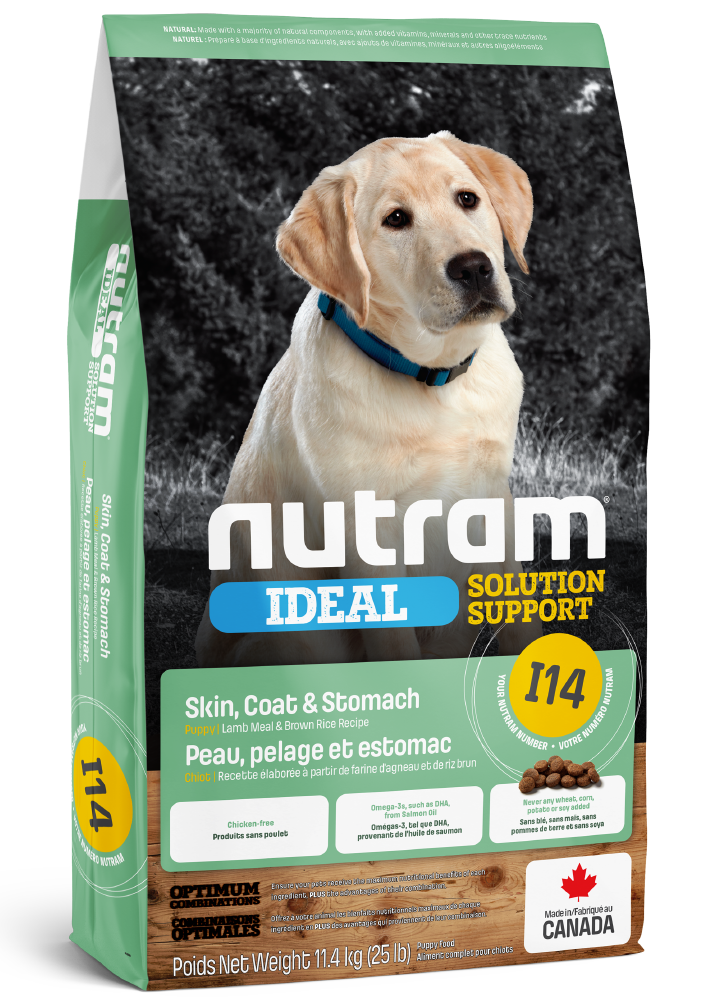 Nutram Ideal (i14) chiot peau, pelage et estomac sensible agneau et riz brun (produit du Canada)