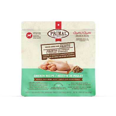 Primal Pronto-En-Bouchées Pour Chien Lyophilisées Au Poulet 16oz