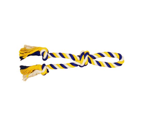 Bud'z Jouet De Corde Pour Chien, Double Avec 3 Noeuds - Large, Bleu Et Jaune 60cm - JOUET CHIEN - Bud'z - Bud'z Jouet De Corde Pour Chien, Double Avec 3 Noeuds - Large, Bleu Et Jaune 60cm