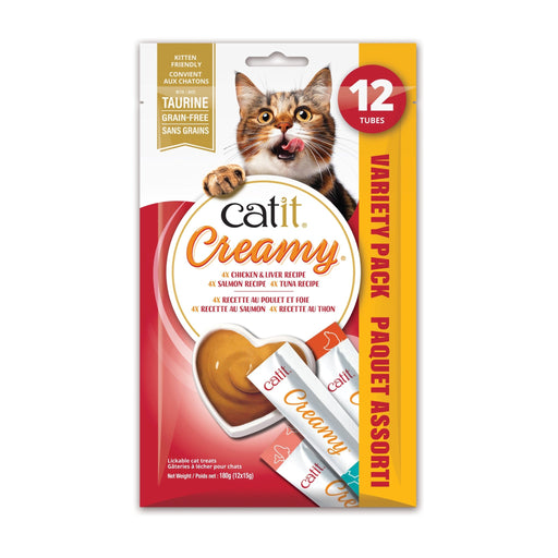 Catit Creamy – Régals Crémeux, Mélange Assorti, Paquet De 12 - Gateries pour chats - Cat it - Catit Creamy – Régals Crémeux, Mélange Assorti, Paquet De 12