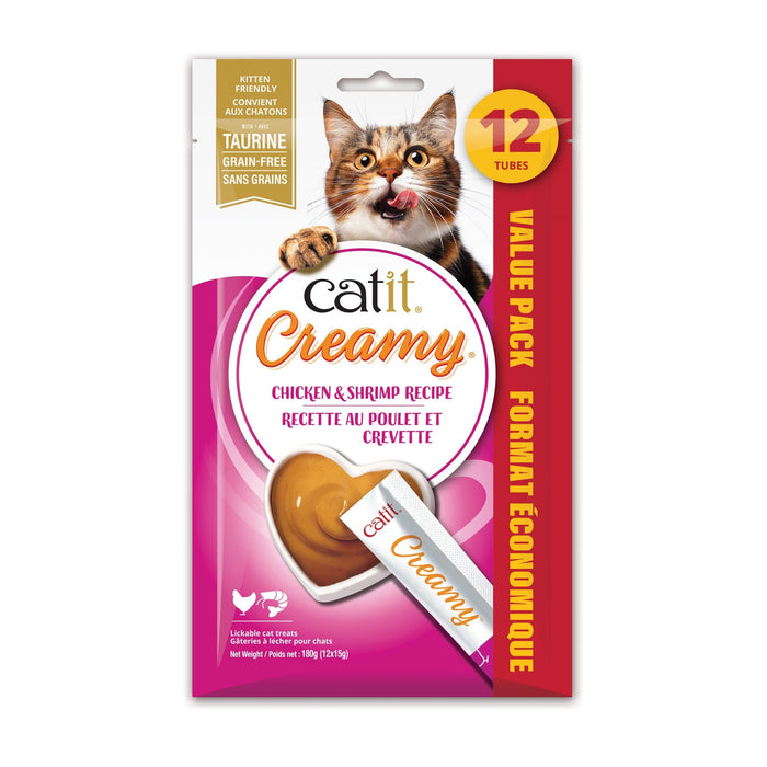 Catit Creamy – Régals Crémeux, Poulet & Crevettes, Paquet De 12 - Gateries pour chats - catit - Catit Creamy – Régals Crémeux, Poulet & Crevettes, Paquet De 12