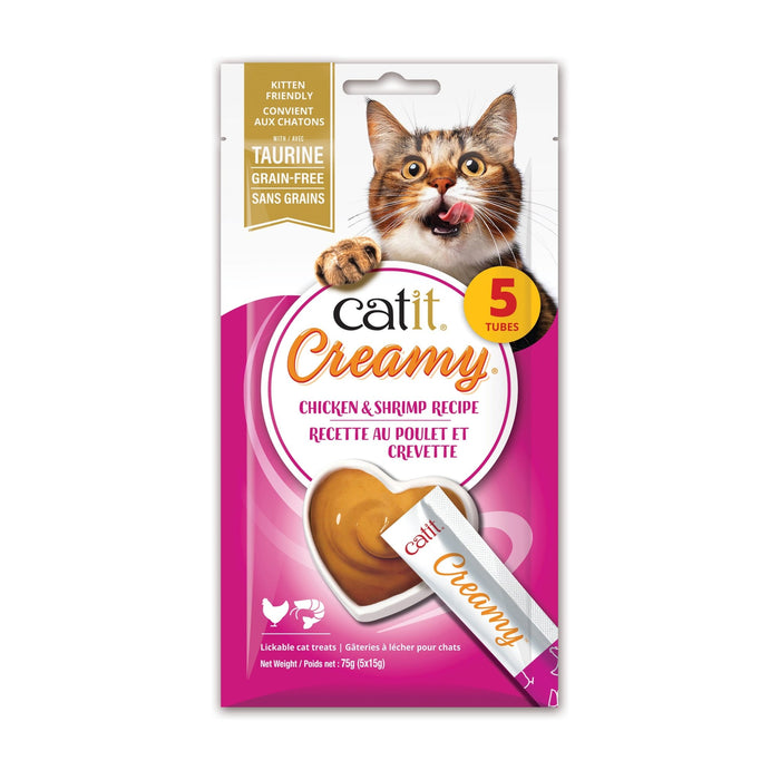 Catit Creamy – Régals Crémeux, Poulet & Crevettes, Paquet De 5 - Gateries pour chats - catit - Catit Creamy – Régals Crémeux, Poulet & Crevettes, Paquet De 5