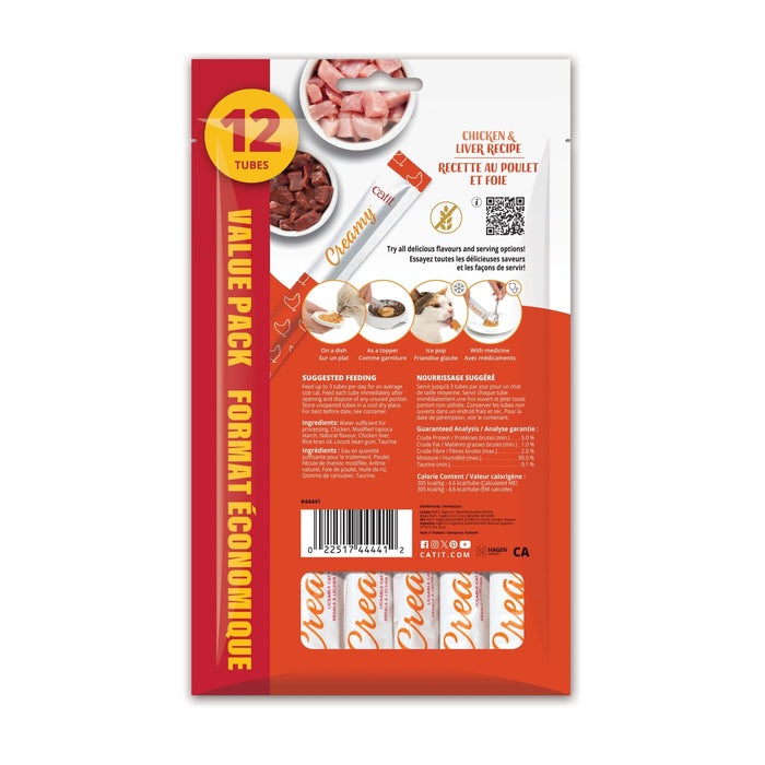 Catit Creamy – Régals Crémeux, Poulet & Foie, Paquet De 12 - Gateries pour chats - Cat it - Catit Creamy – Régals Crémeux, Poulet & Foie, Paquet De 12