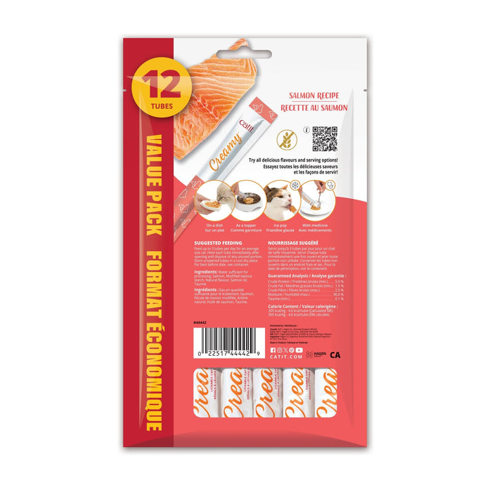 Catit Creamy – Régals Crémeux, Saumon, Paquet De 12 - Gateries pour chats - Cat it - Catit Creamy – Régals Crémeux, Saumon, Paquet De 12