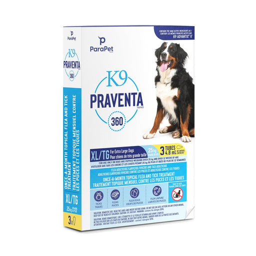 K9 Praventa 360 traitement contre les puces et les tiques pour chiens de très grande taille plus de 25 kg - Puces et Tiques - PARAPET - K9 Praventa 360 traitement contre les puces et les tiques pour chiens de très grande taille plus de 25 kg