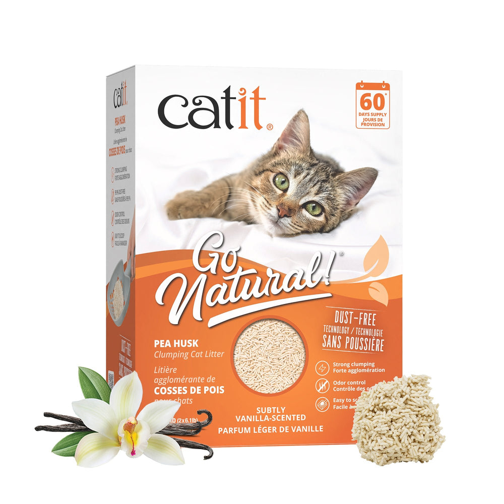 Litière agglomérante Go Natural! Catit, cosses de pois, parfum de vanille, boîte de 5,6 kg (12,3 lbs) - Litiere - Cat it - Litière agglomérante Go Natural! Catit, cosses de pois, parfum de vanille, boîte de 5,6 kg (12,3 lbs)