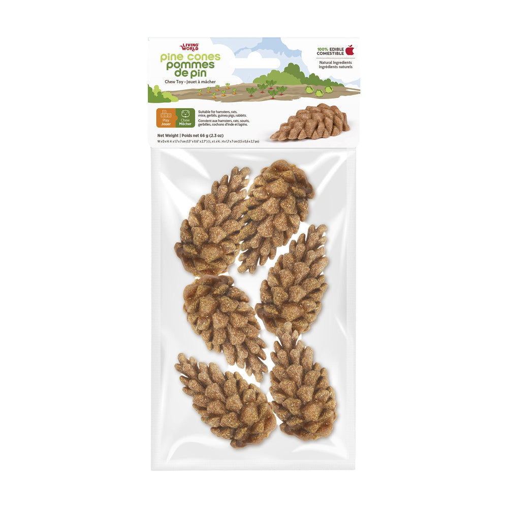 Living World – Jouet à mâcher comestible, Pommes de pin, brun, paquet de 6, 66 g - Jouet Rongeur - Living World - Living World – Jouet à mâcher comestible, Pommes de pin, brun, paquet de 6, 66 g