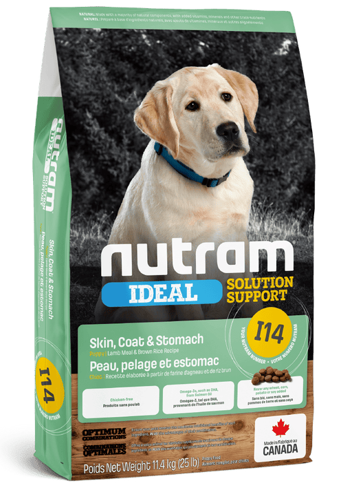 Nutram Ideal (i14) chiot peau, pelage et estomac sensible agneau et riz brun (produit du Canada) - Chien Nourriture sèche - Nutram - #original_value#