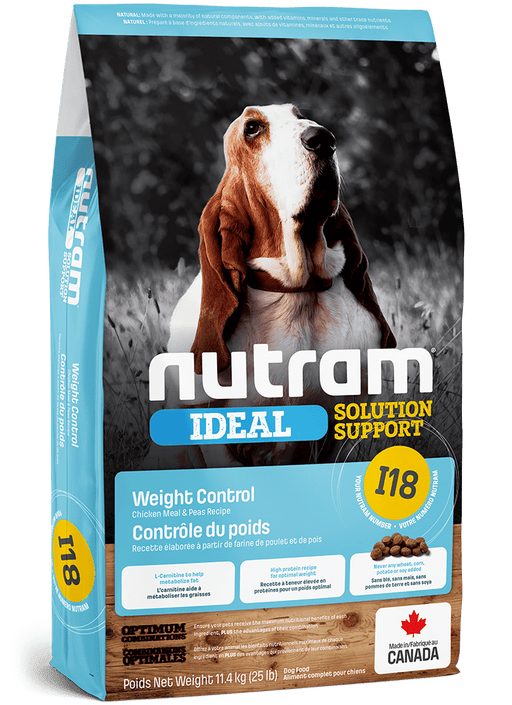 Nutram ideal (i18) nourriture pour chien contrôle du poids poulet et pois (produit du Canada) - Chien Nourriture sèche - Nutram - #original_value#