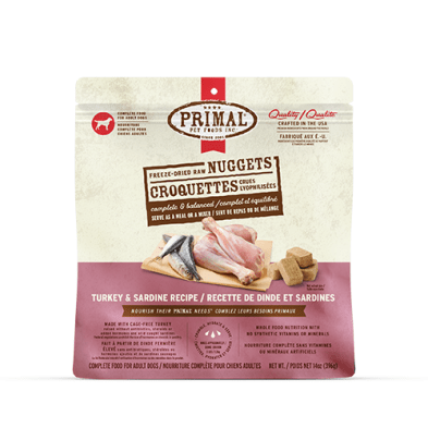 Primal Croquettes Pour Chien Crues Lyophilisées à La Dinde et Sardines 14oz - Gaterie pour Chien - Primal - Primal Croquettes Pour Chien Crues Lyophilisées à La Dinde et Sardines 14oz