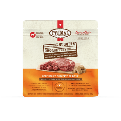 Primal Croquettes Pour Chien Crues Lyophilisées Au Boeuf 5.5oz - Gaterie pour Chien - Primal - Primal Croquettes Pour Chien Crues Lyophilisées Au Boeuf 5.5oz