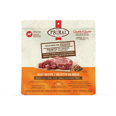Primal Pronto-En-Bouchées Pour Chien Lyophilisées Au Boeuf 16oz - Gaterie pour Chien - Primal - Primal Pronto-En-Bouchées Pour Chien Lyophilisées Au Boeuf 16oz