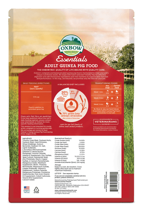 Oxbow essentials nourriture pour cochon d'inde