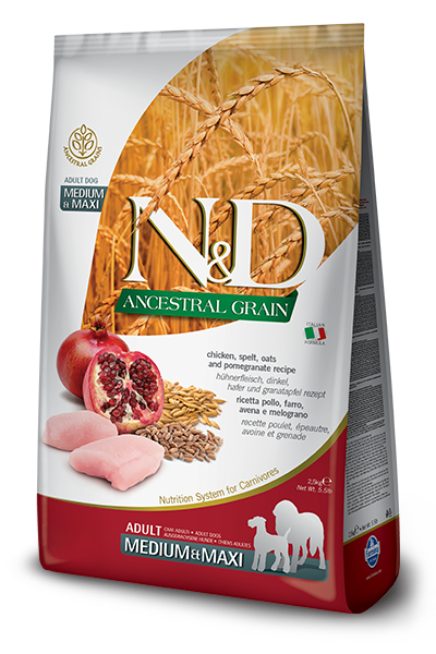 Farmina n&d poulet , grenade et grains ancestraux nourriture pour chiens