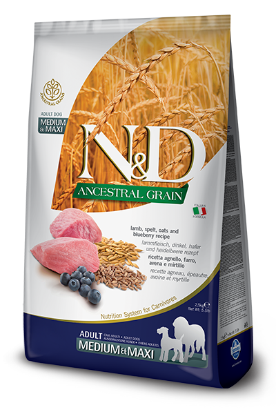 Farmina n&d agneau , bleuets et grains ancestraux nourriture pour chiens