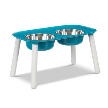 Messy Mutts Bol double surélevé bleu