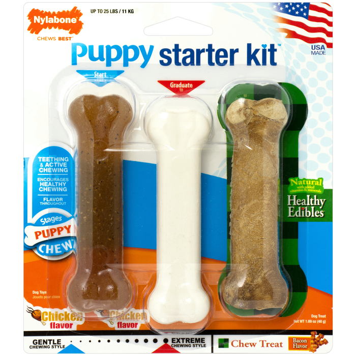 Nylabone jouet à mâcher pour chiot kit de départ au poulet