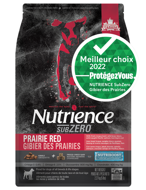 Nutrience subzero sans grains pour chiens, formulation gibier des prairies