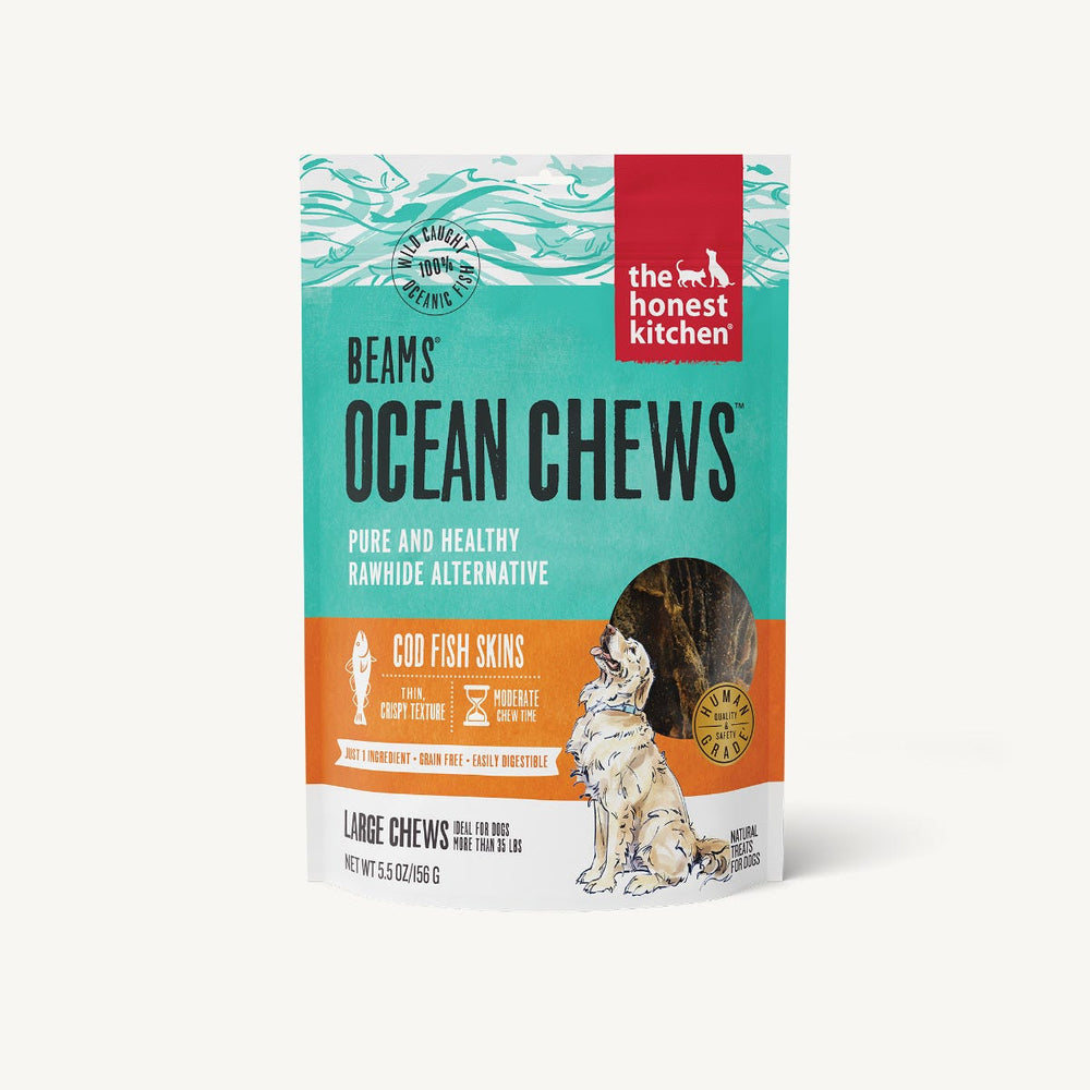 Honest kitchen beams océan gâteries peaux de  morue pour chien 2.75 oz