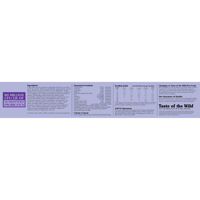 Taste of the wild sierra montain agneau nourriture pour chien