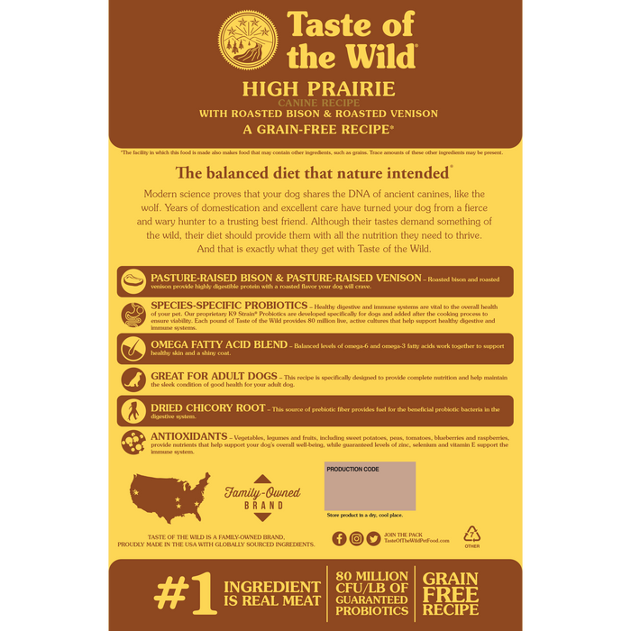Taste of the Wild avec bison rôti et gibier nourriture pour chiens 12. 7 kg