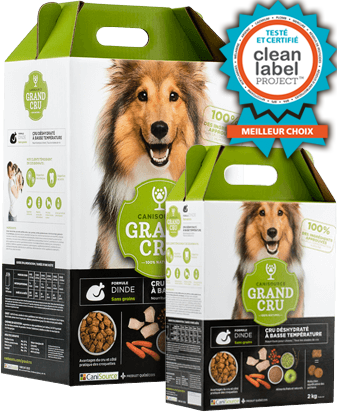 Grand cru dinde déshydraté sans grains nourriture chien