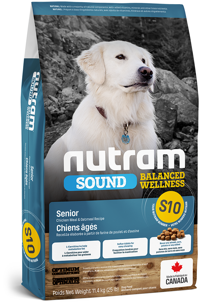 Nutram s10 sound nourriture sénior pour chien (produit du Canada)