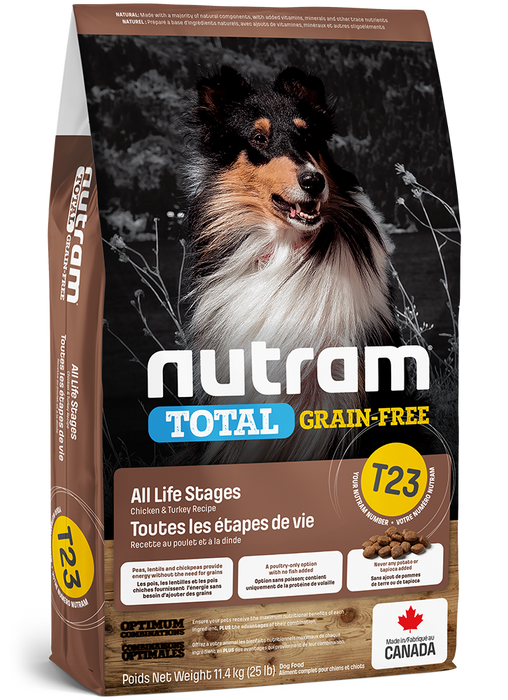 Nutram t23 poulet & dinde nourriture sans srains pour chiens (produit du Canada)
