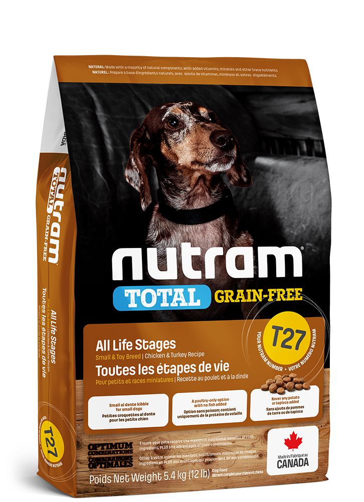 Nutram t27 nourriture pour chien petite race (produit du Canada)