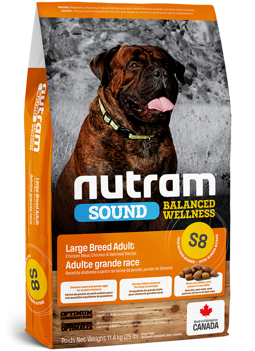 Nutram s8 sound nourriture pour chien grande race (produit du Canada)