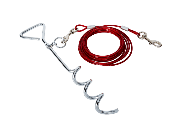 Cable dattache et pieu 15' pour chien - Chien accessoires - BUDZ - Cable dattache et pieu 15' pour chien