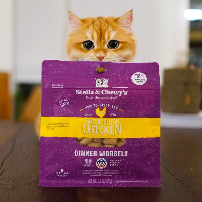 Stella & chewy dinner morsels poulet cru lyophilisé nourriture pour chat et chaton