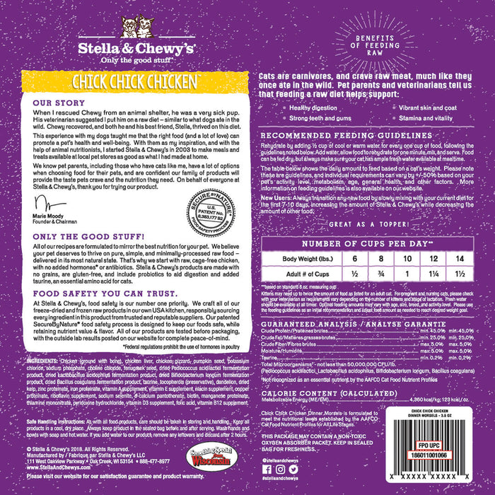 Stella & chewy dinner morsels poulet cru lyophilisé nourriture pour chat et chaton